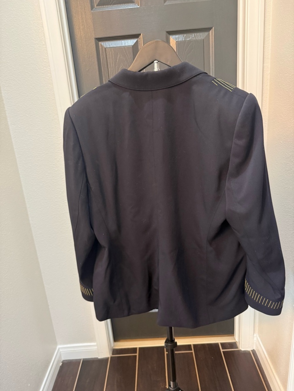 Escada Black Blazer with Gold Stitch Accents - Picture 2 of 7